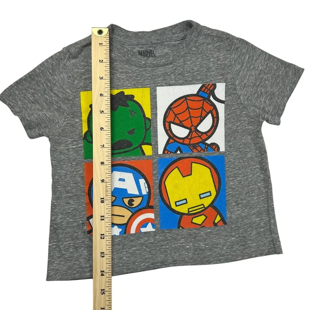 Marvel Avengers Kids Graphic T-Shirt Grey Hulk Spiderman Iron Man Captain‎ USA